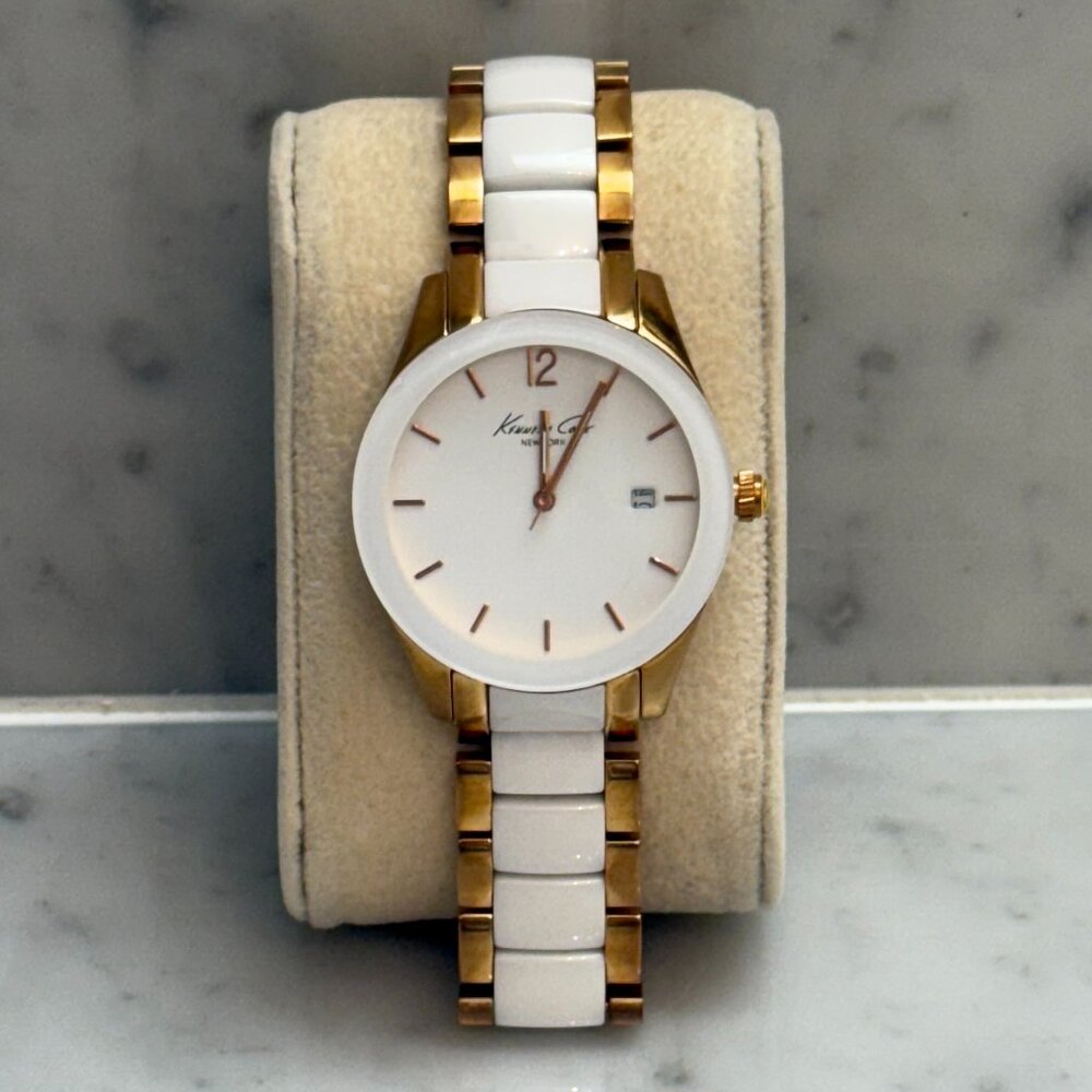 Kenneth Cole White & Rose Gold Ceramic Watch (IKC4739)